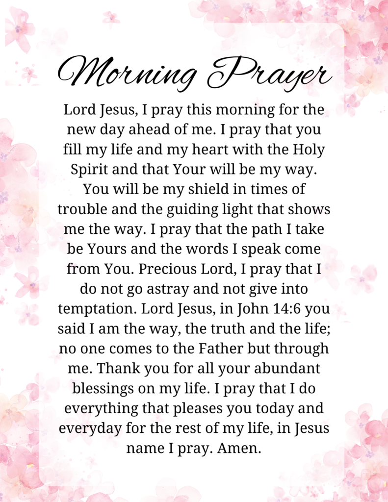morning prayer printable