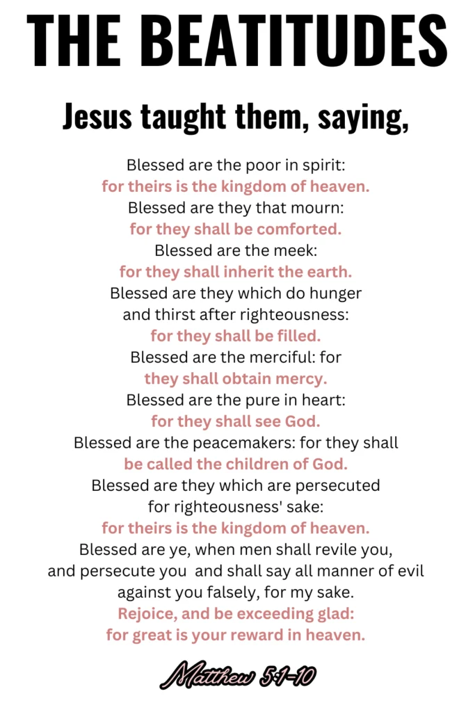 What are the 8 Beatitudes in Order? [Free Printable] Lift Your Name